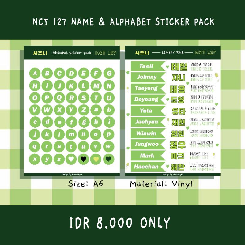 

NCT 127 NAME & APHABET STICKER PACK