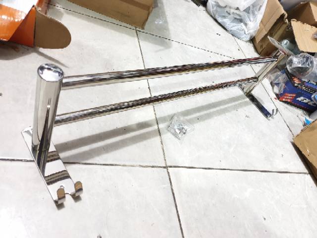 Rak handuk stainless 2 baris + kapstok PROMO TERMURAH