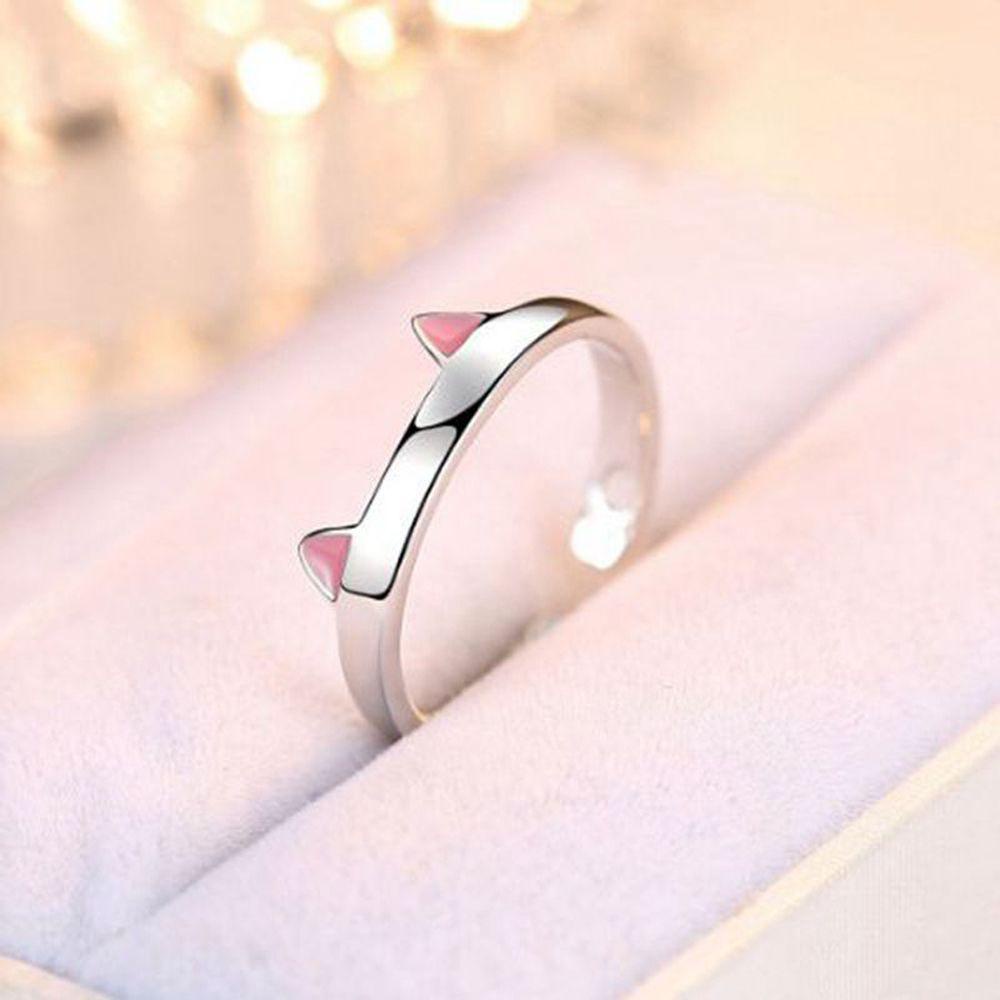 Mxbeauty Cincin Telinga Kucing Dapat Disesuaikan Vintage Fashion Hadiah Sahabat Hadiah Hari Valentine Cincin Pasangan Perhiasan Gaya Korea