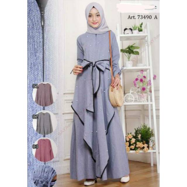 Gamis muslim Long Dress sleting depan (busui friendly) Ken-224