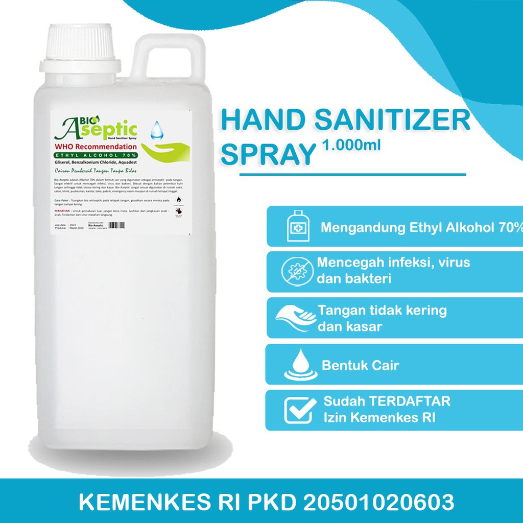 Hand Sanitizer 1000 ml Aroma Segar Lemon / IZIN KEMENKES Bio Antiseptic / Pencegah virus