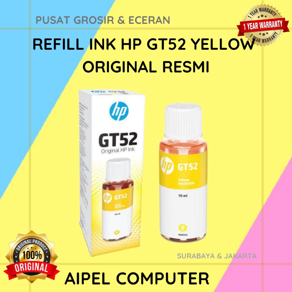 GT52Y | REFILL INK HP GT52 YELLOW ORIGINAL RESMI