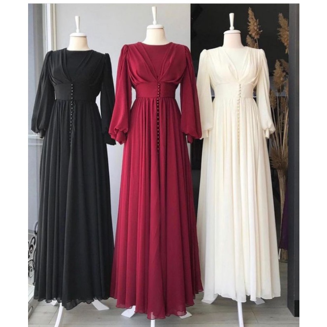 COD GAMIS PESTA SATIN KANCING BUSUI/NON BUSUI