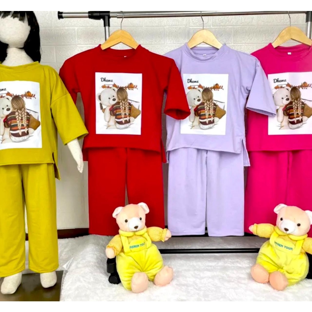 Baju slebew anak perempuan// setelan anak perempuan// baju anak perempuan usia 3 sampai 12 tahun