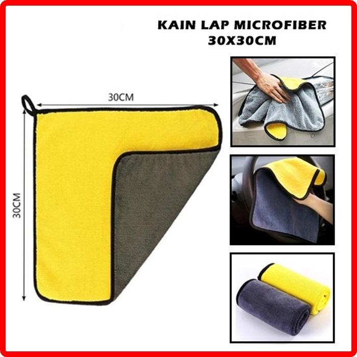 Kain Lap Microfiber Serbaguna 30X30 2 Sisi Halus Kain Lap Mobil Motor 2 Sisi Multifungsi