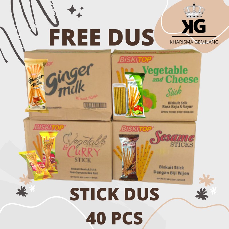 

BISKITOP - (1 DUS) Vegetable Cheese Gingger Milk Curry Stick Sesame Stick Biskuit Biskitop Lebaran