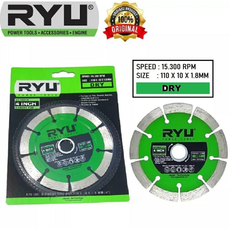 RYU Mata Potong Keramik Dry 4 Inch Ryu Kering Diamond Disc Blade