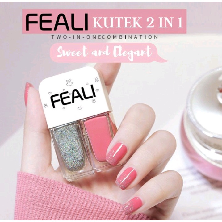 [TERMURAH SEJABAR] FEALI 2IN1 KUTEK HALAL KUTEKS 2 TONE KUTEK KOREA Cat Kuku muslimah Gel Nail polish