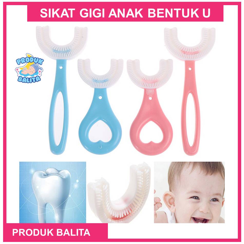 Sikat Gigi Anak Bentuk U Bahan Silikon / Sikat Gigi Anak Balita Bentuk U U-Shaped Fitting Toothbrush for Child