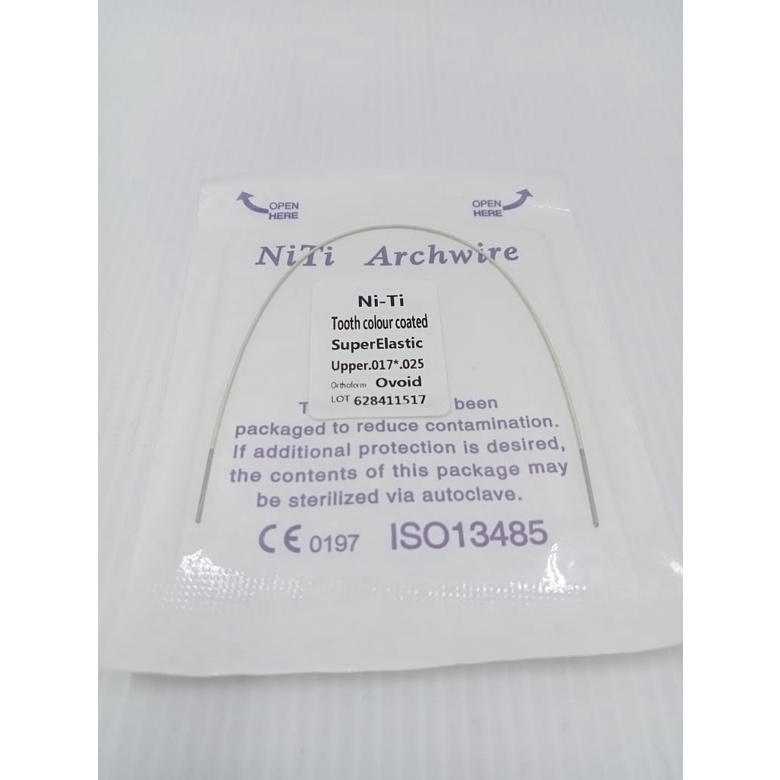 NITI WIRE ESTHETIC COATED WIRE RECTA / KAWAT NITI PUTIH COATED BEHEL DENTAL ORTHODONTIC SUPER ELASTIC NITI ROUND WIRE DENTAL SEWARNA GIGI CERAMIC SAPHIRE