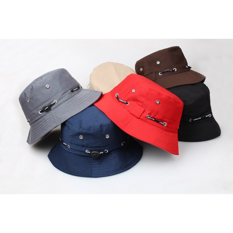 Topi Nelayan Serut Serut Drawstring Topi Fashion Travel Cap Musim Panas Kerai