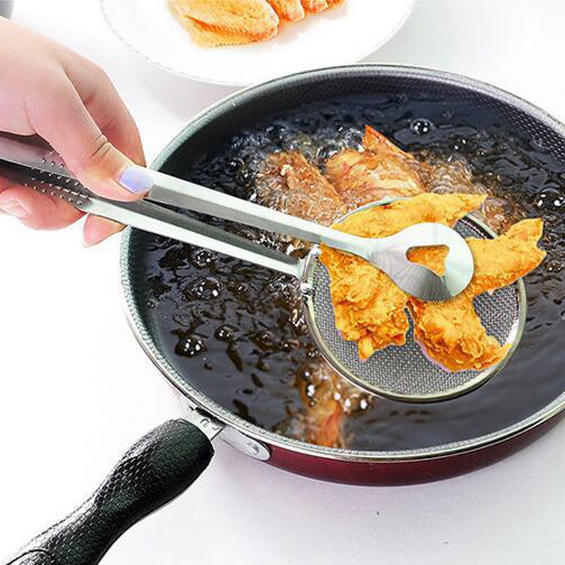 kithchen Stainless Steel Colander Strainer with Clip / BBQ Oil Fried Food Strainer Clips