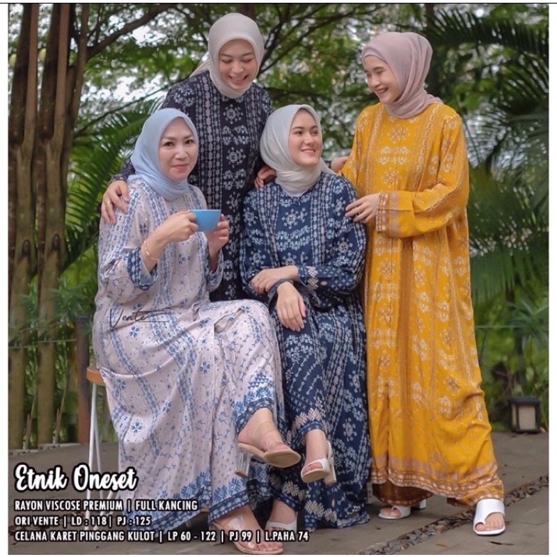 ONE SET ETNIK PAJAMAS LD 120 / Setelan Rayon Diamond Premium Long Tunik / Setelan Premium Muslim