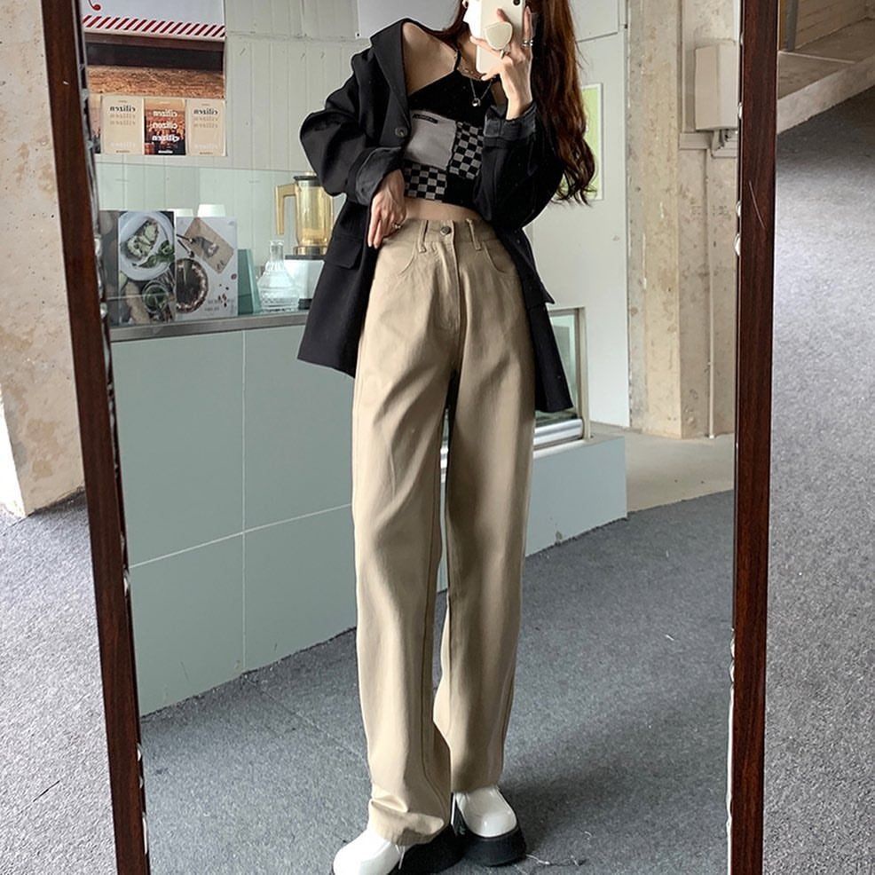 ✅COD Korean style straight leg loose khaki jeans