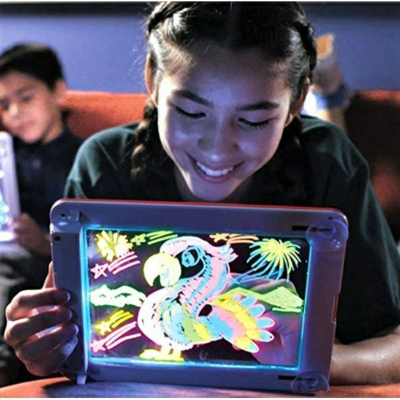 Magic Pad Magic Drawing Buku Gambar Anak 3D Dengan Lampu LED