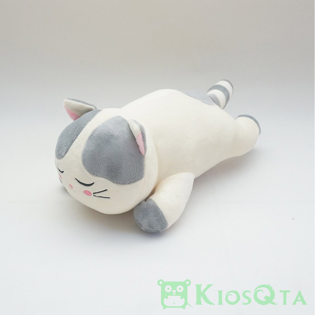  boneka  kucing  tiarap lying cat abu  abu  putih medium NOV 