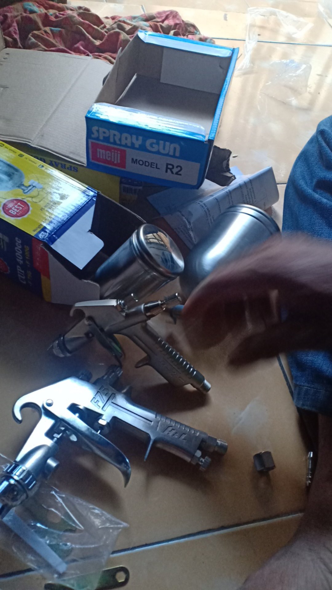 Meiji Spray Gun / Spet R2 Tabung Atas - Silver