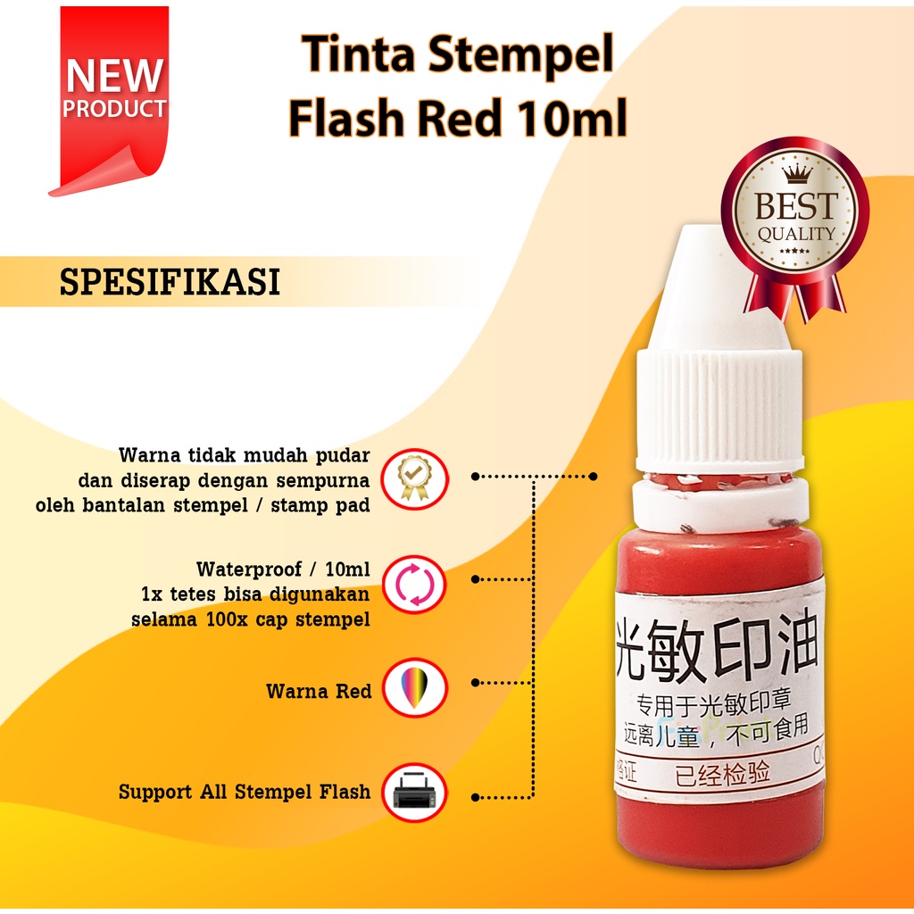 Tinta semua jenis Stempel Flash 10ml Refill Stamp Ink Waterproof 10 ml Murah