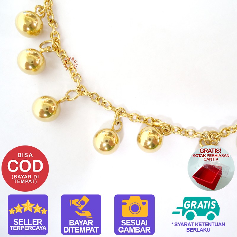 Lovelybutik Gelang Kaki Titanium Anti Karat / Big Balls  Gelang Kaki Wanita Titanium Ukuran 27 cm