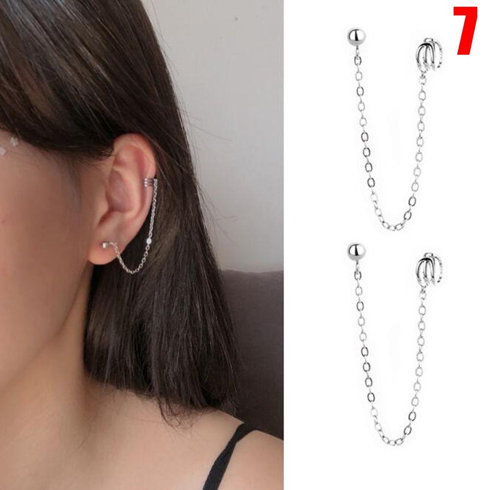 R-flower CZ Cuff Earrings Perhiasan Wanita Tanpa Tindik Berlian Imitasi Menjuntai Statement