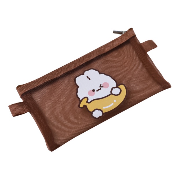 

J2 - Dompet pensil simple brown pencil bag mocha karakter
