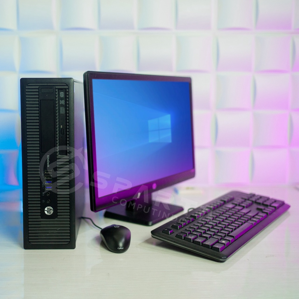 Paketan Pc Hp Elitedesk 800 G1 Sff Core i5 gen 4 Ram 4GB HDD 500GB Lcd 20in Bergaransi