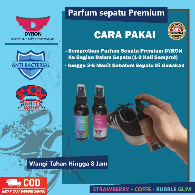 PARFUM SEPATU PREMIUM DYRON 100ml SNEAKERS FOOTWEAR ANTI BAKTERI | JAMUR | BAU