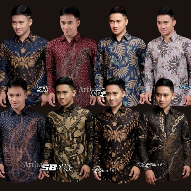 Batik Pria Lengan Panjang BATIK NAKULA HRB026 motif KERATONAN Kode 002 size M L XL XXL Reguler