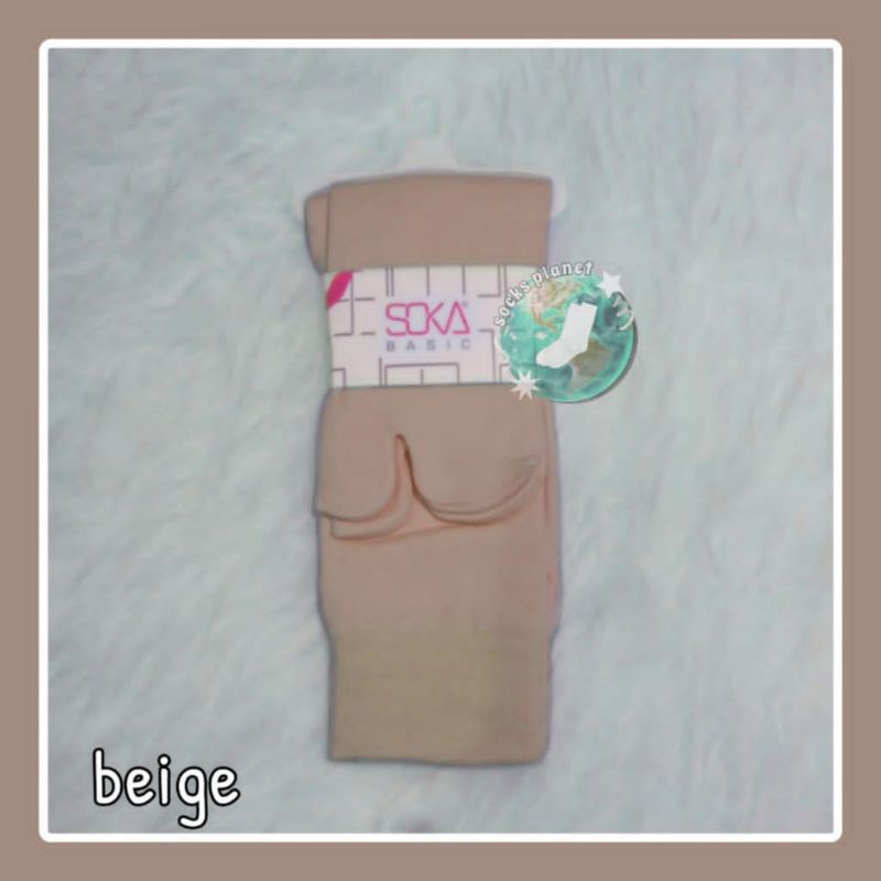 [1 PASANG] ORIGINAL SOKA Basic Jempol Kaos Kaki Wanita Hijab Muslimah Murah Size M dan L Termurah Murah Diskon Polos Haji Umroh Warna Kulit dll Size M Pendek size L Panjang Nilon Nylon Kauskaki Kaus Kaki Kaoskaki Krem Cream Skin Series Soka Socking-Beige