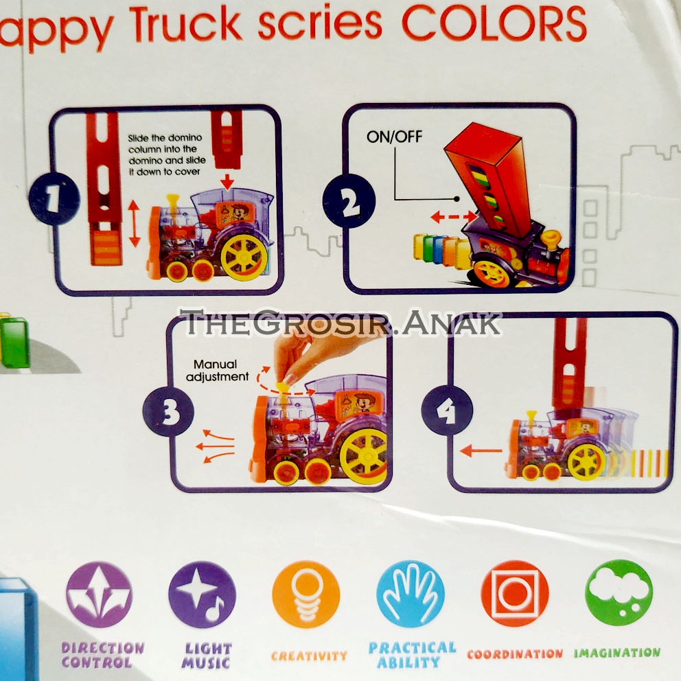 Domino Happy Train ISI 80PCS Mainan Edukasi Susun Lokomotif Kereta Api Domino