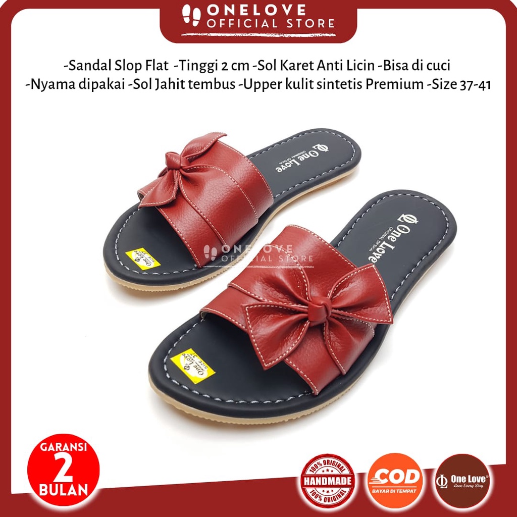 Sandal Selop Flat Wanita One Love Nonslip Murah Anti air / Sendal Selop wanita Flat One Love Ori Ter