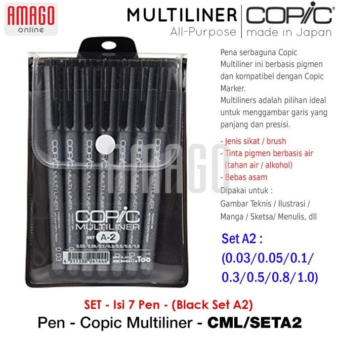 

COPIC MULTILINER BLACK SET A2 - 7 PCS PEN - CML-SETA2