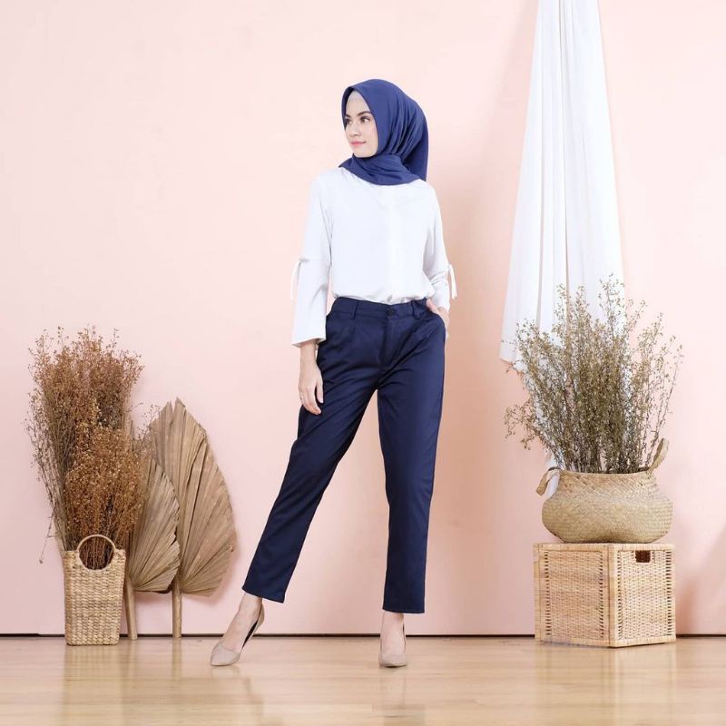 PROMO! Bisa COD READY BAGGY PANTS/ CELANA KERJA WANITA AMERICAN DRILL IMPOR MOSS LIGHT GREY DARK GREY KHAKI IVORY PUTIH- baggi