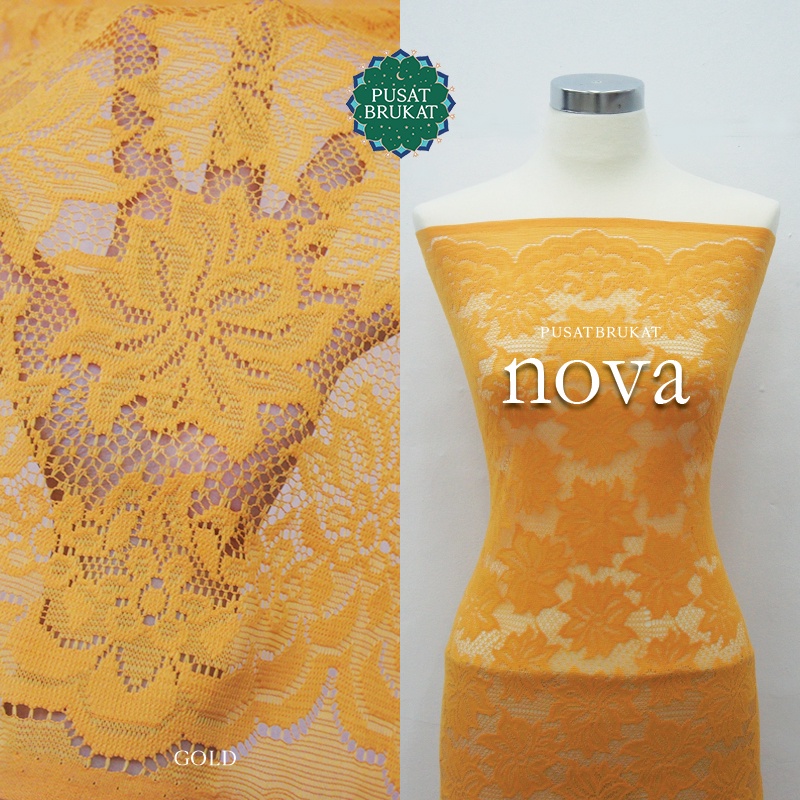 KAIN BRUKAT LACE KEBAYA METERAN / BROKAT MALIKA MOTIF BUNGA  - NOVA KW 92713 [harga per 0.5m]