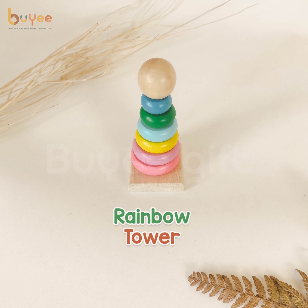 BUYEE GIFT - Rainbow Tower | Menara Donat Kayu | Ring Donat Kayu
