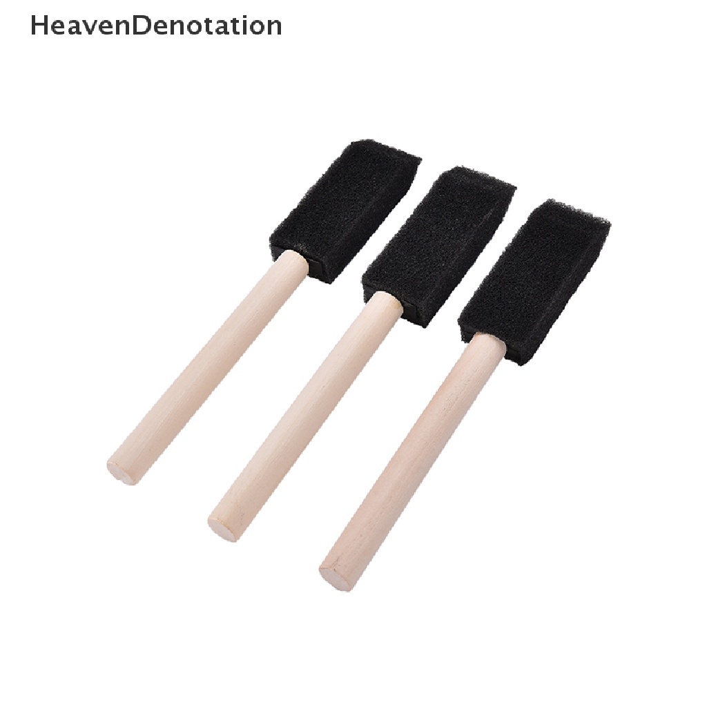 [HeavenDenotation]   Foam Sponge Brushes Wooden Handle Painting Drawing Craft Draw