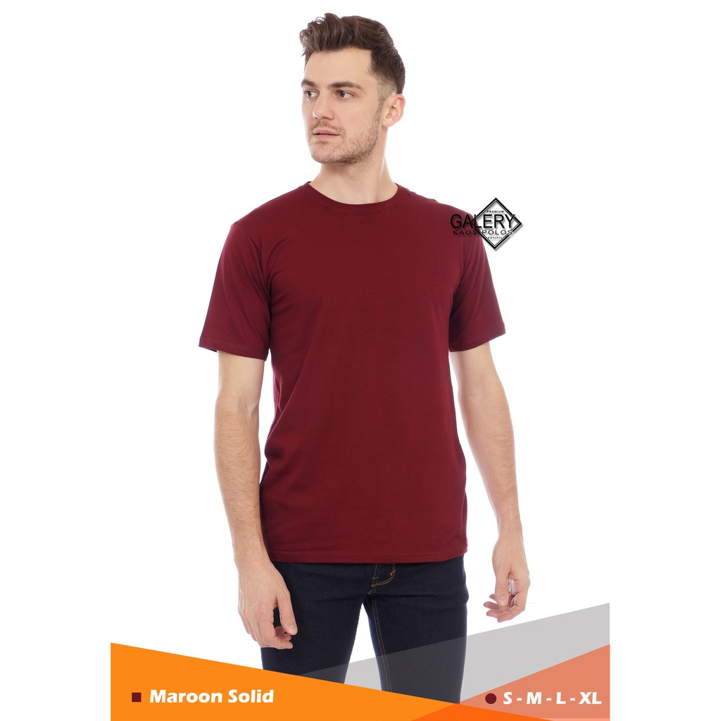 [LANGSUNG DARI PABRIK] [HARGA RESELLER] Kaos Polos Bahan Cotton, Combad 30s Unisex Cewek Cowok Casual-Maroon Solid