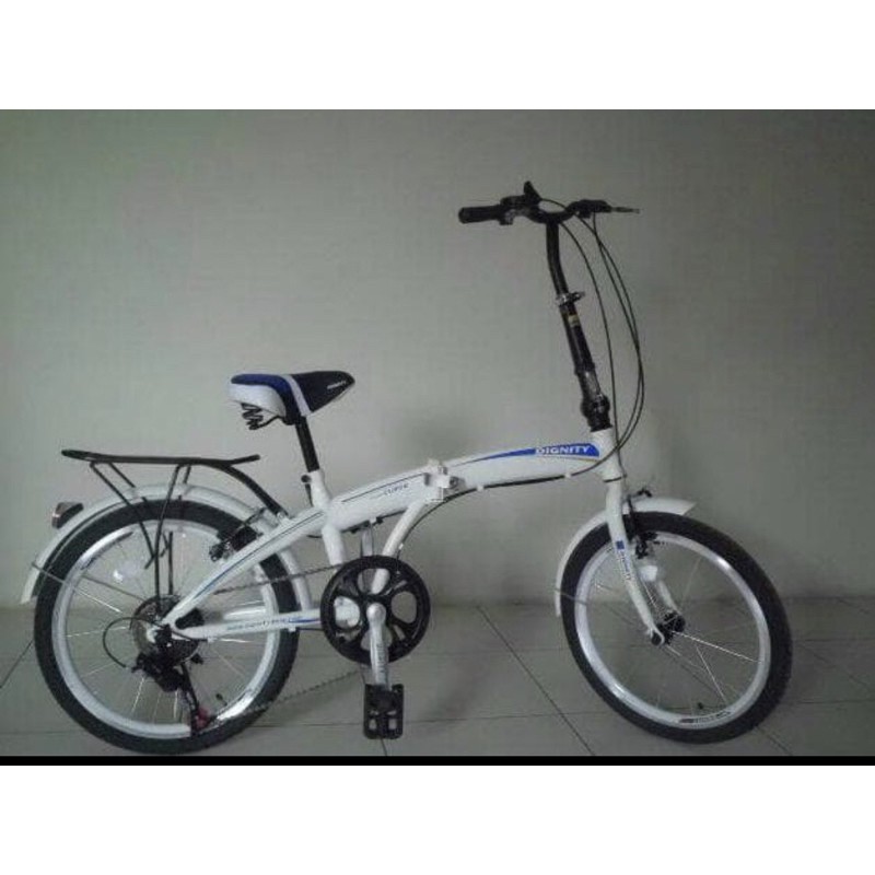 Sepeda Lipat Dignity 20 inch Termurah 7 speed gigi Shimano murah berkualitas COD kredit Cicil bike-Putih
