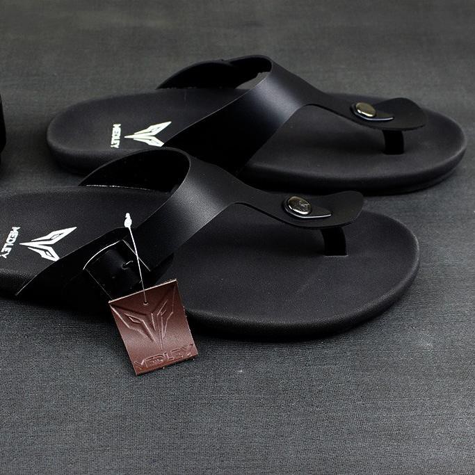 ☝ R77 Sandal Pria Kulit Sendal Jepit Cowok Sendal Casual Pria Sandal Kulit Laki Laki Bisa ●