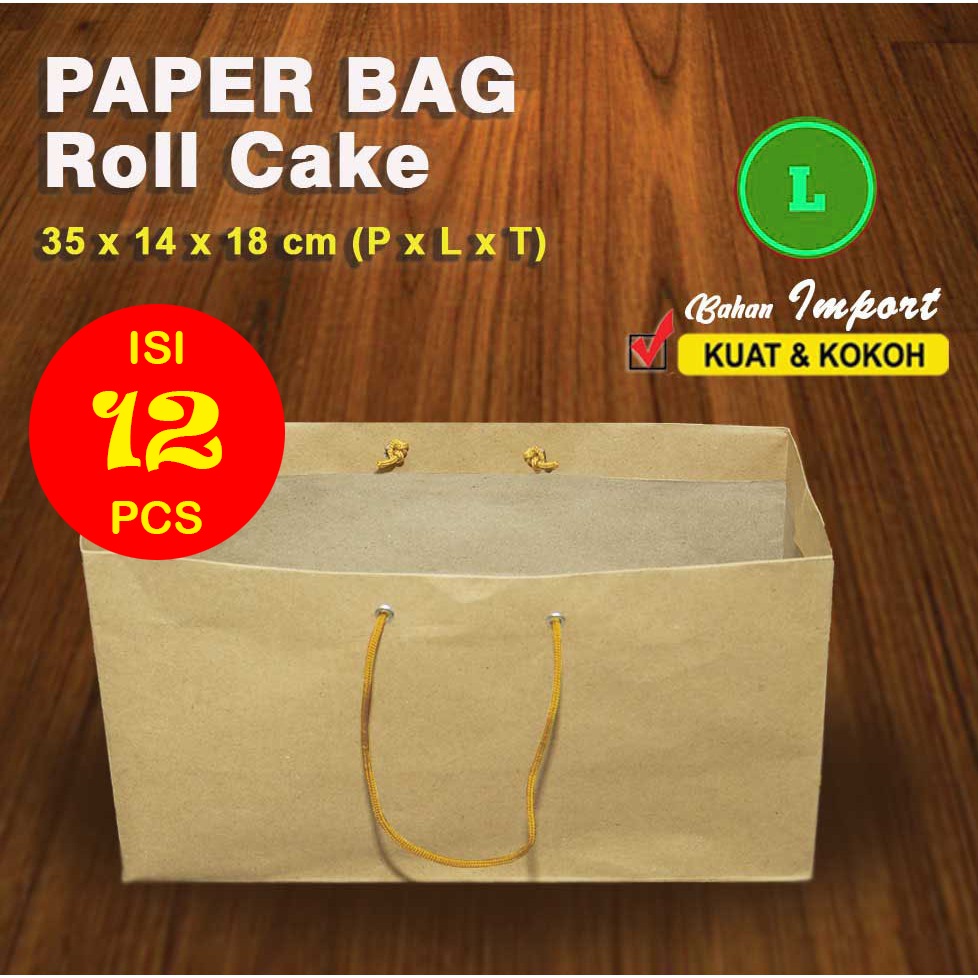 

Paper Bag Coklat Roll Cake Bolu Gulung Brownies - L - ( 12 Pcs )