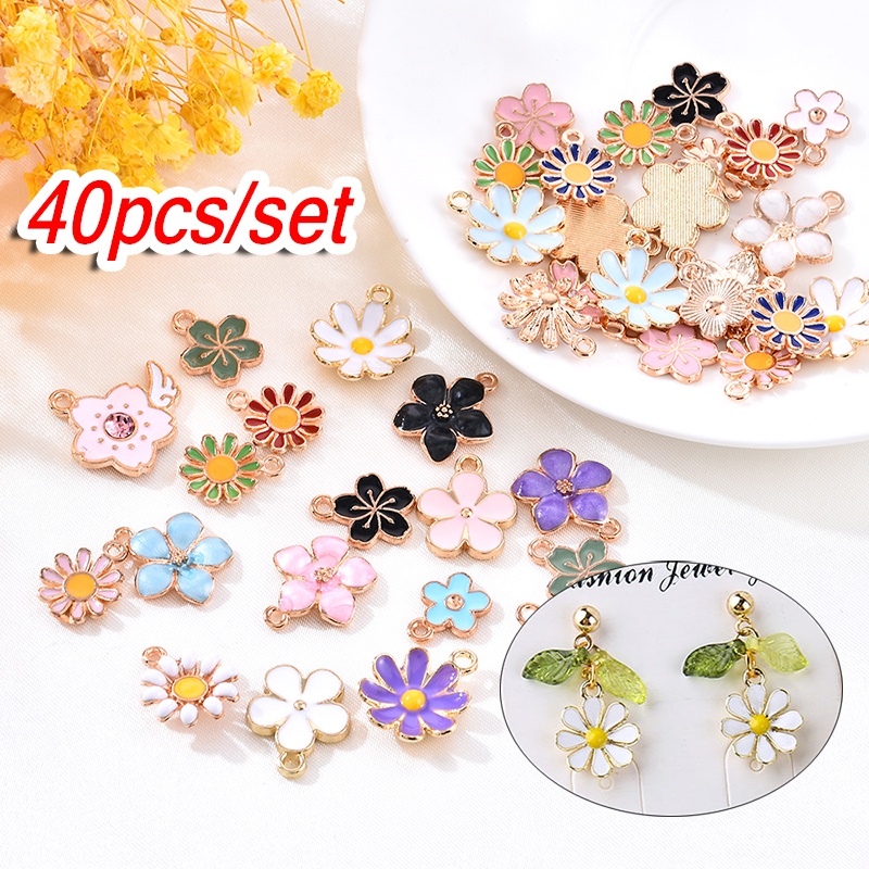 40pcs Liontin Bentuk Bunga Daisy Bahan Alloy Untuk Membuat Perhiasan Diy Charms