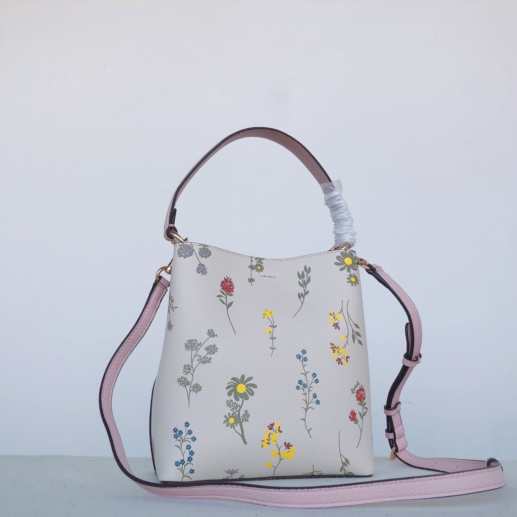 [Instant/Same Day]3598  coach Charlie Bucket Lemonade Watermelon butterfly Bucket Bag  stb