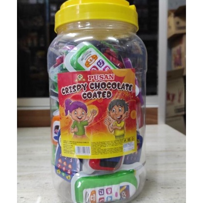 

Pusan Crispy Chocolate Toples (bentuk HP) isi 40 pcs