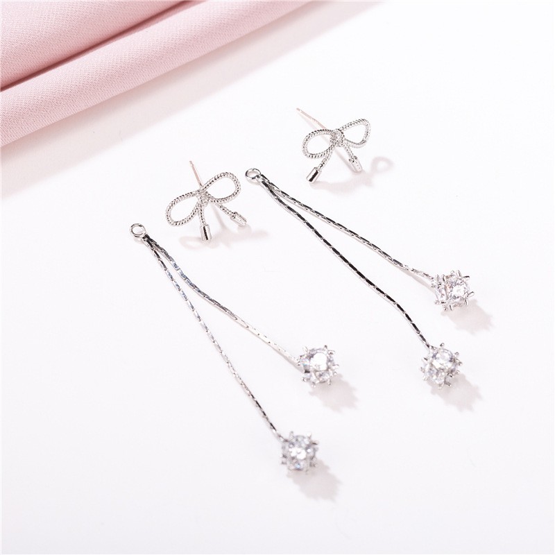 Anting Silver Perak S925 Wanita Fashion Murah AAS001 motif pita panjang cocok pesta