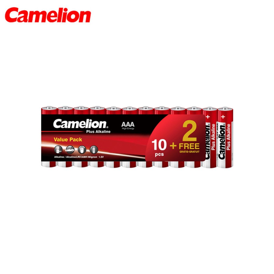 AAA 12pcs Camelion Baterai Alkaline LR06 AAA 10Pcs FREE 2PCS A3