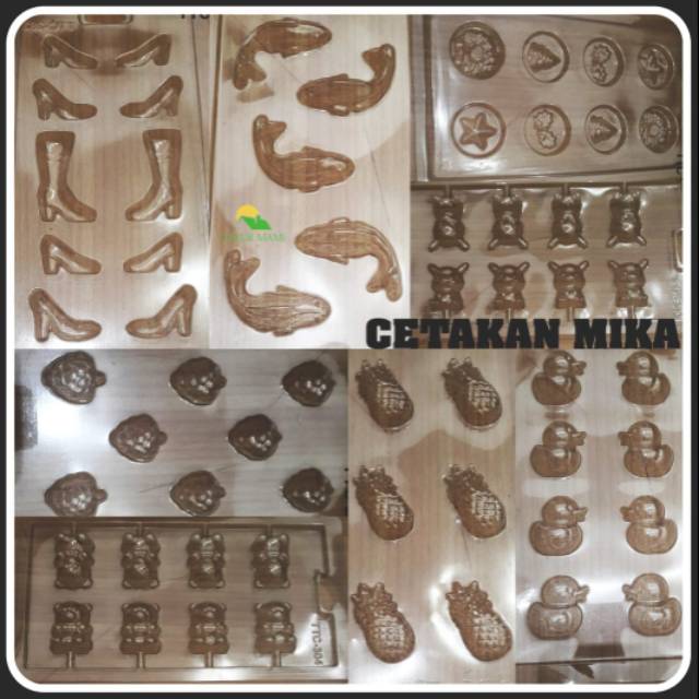 DAPURMAMI Cetakan Mika Coklat TTC Motif Ikan Bebek Sepatu Pikacu Buah Natal Papan Transparan Bening