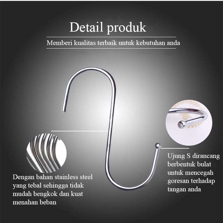 Gantungan Hook Bentuk S Stainless Steel 304 Anti karat dan Tebal