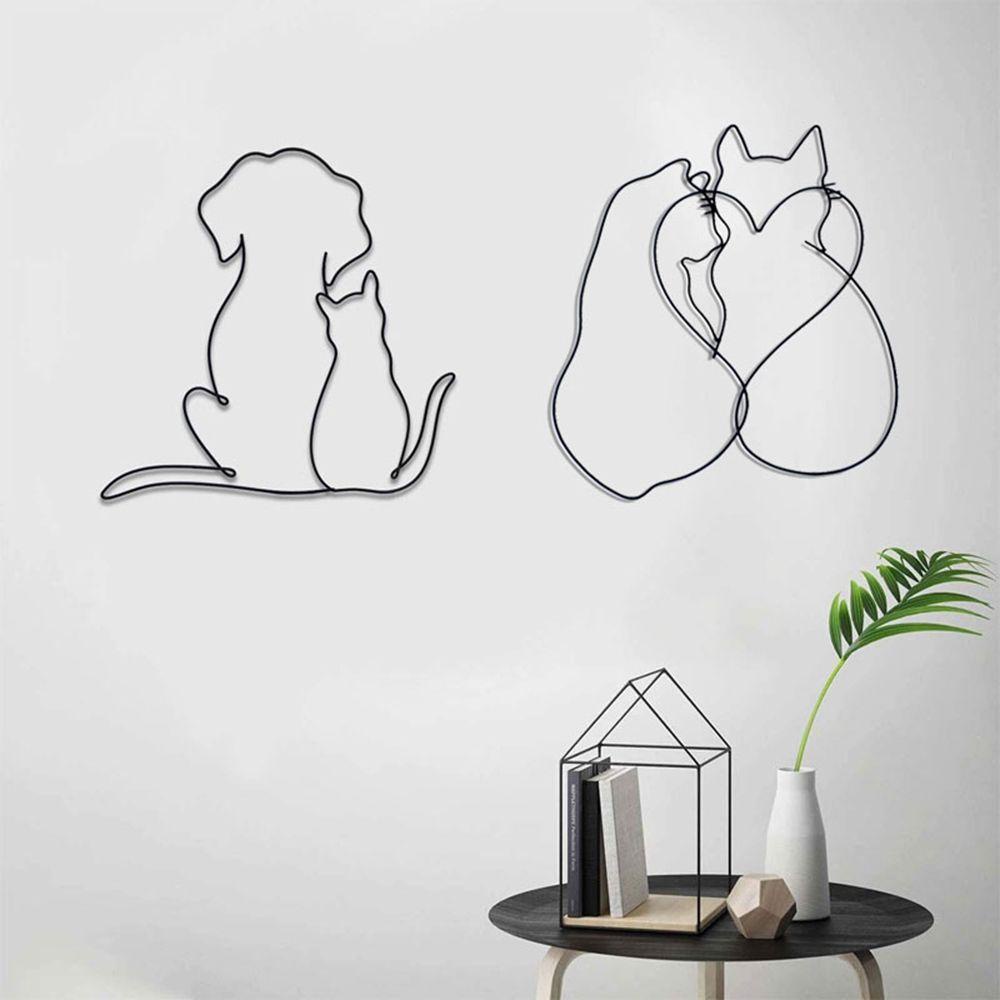 Populer Abstrak Anjing Ornamen Hadiah Wall Decor Patung Sederhana Kerajinan Tangan Kucing