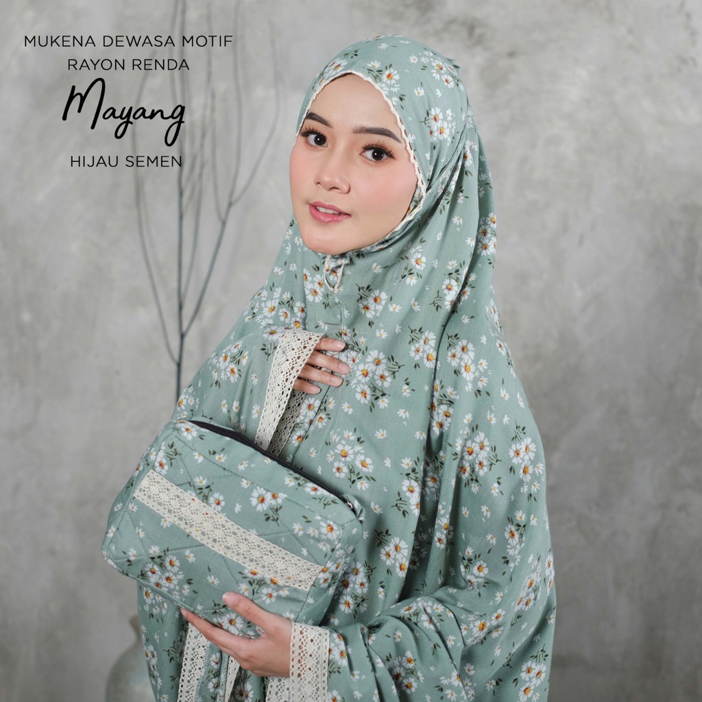 PUSAT MUKENA TASIK - MUKENA DEWASA RENDA RAYON MOTIF MAYANG