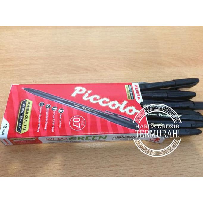 

Pen ZEBRA PICCOLO Pena, Pulpen, Ballpoint 0.7 HITAM PER LUSIN TERMURAH